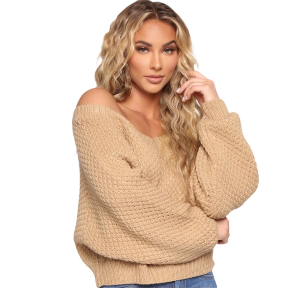 FashionNova I Adore You Sweater in Mocha color